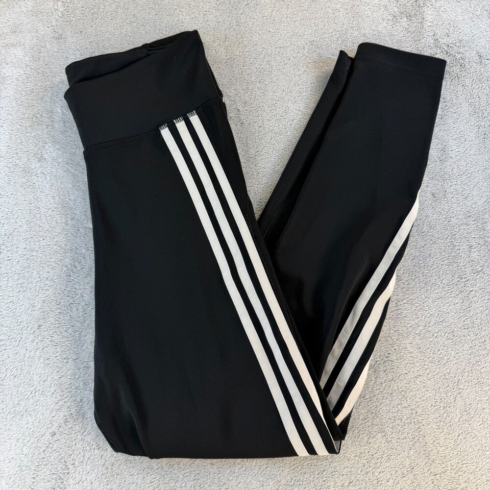 Adidas AEROREADY Leggings Women M 12-14 Black 3 Stripe